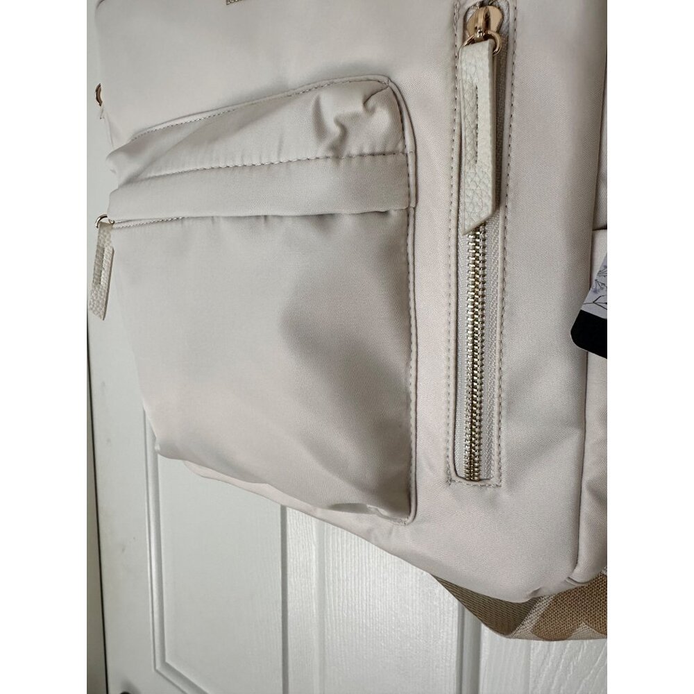 New Haute Hippie Off White On the Go Backpack W Adjustable Straps & Gold Accents - Picture 10 of 16